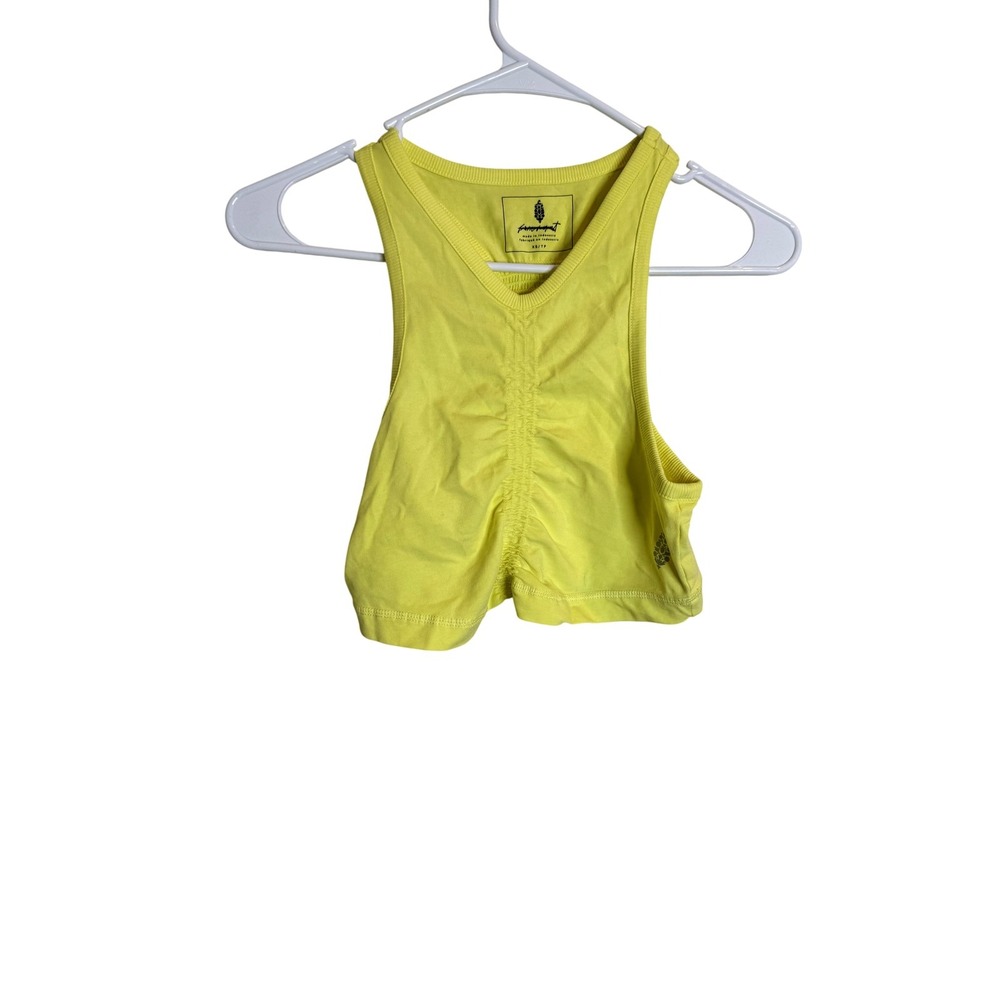 FP Movement Tank Womens XS Yellow Cropped V Neck Lightweight Stretch